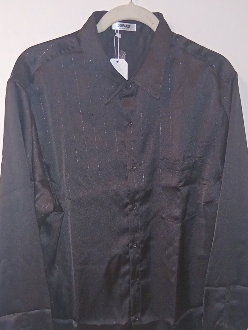 Coofandy Silk Long Sleeve Button Up Shirt For Men Satin Luxury Dress Shirt.